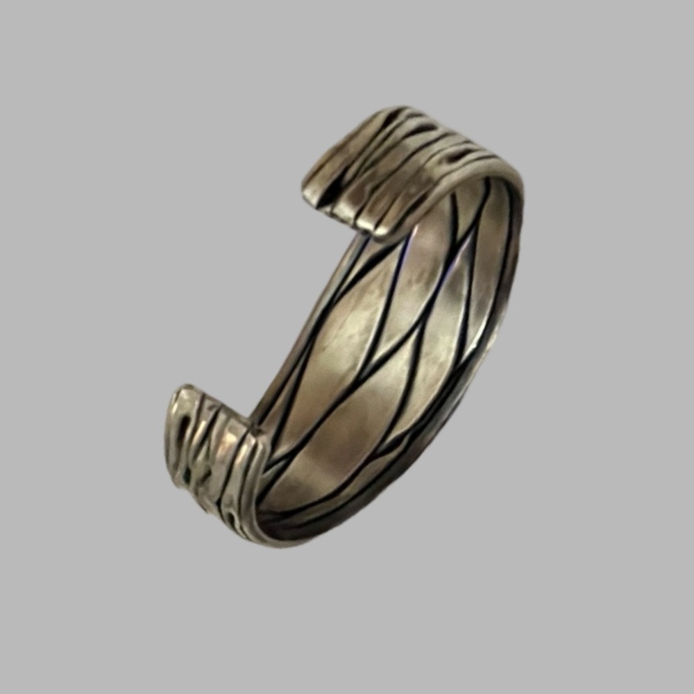 Artisan Designed Modern Sterling Silver Cuff Bracelet - Picture 3 of 12